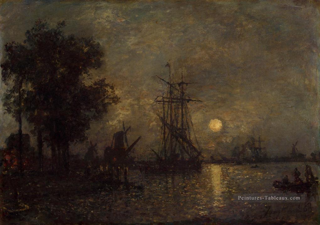 Holandaise Paysage avec Bateau Docked impressionnisme navire paysage marin Johan Barthold Jongkind Peintures à l'huile